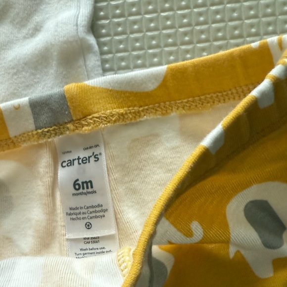 Carter’s|Baby girl cute boho outfit,yellow elephant print leggings & bodysuit••• - Picture 3 of 4